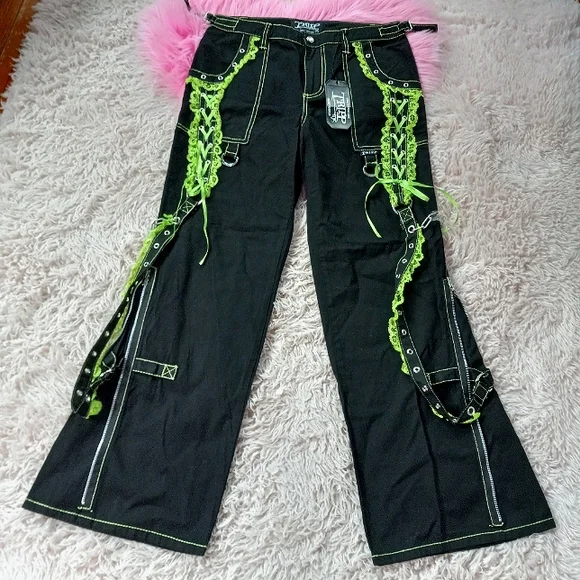 Nwt Tripp NYC Dark street green lace & chains pristine flared bondage - Picture 1 of 7